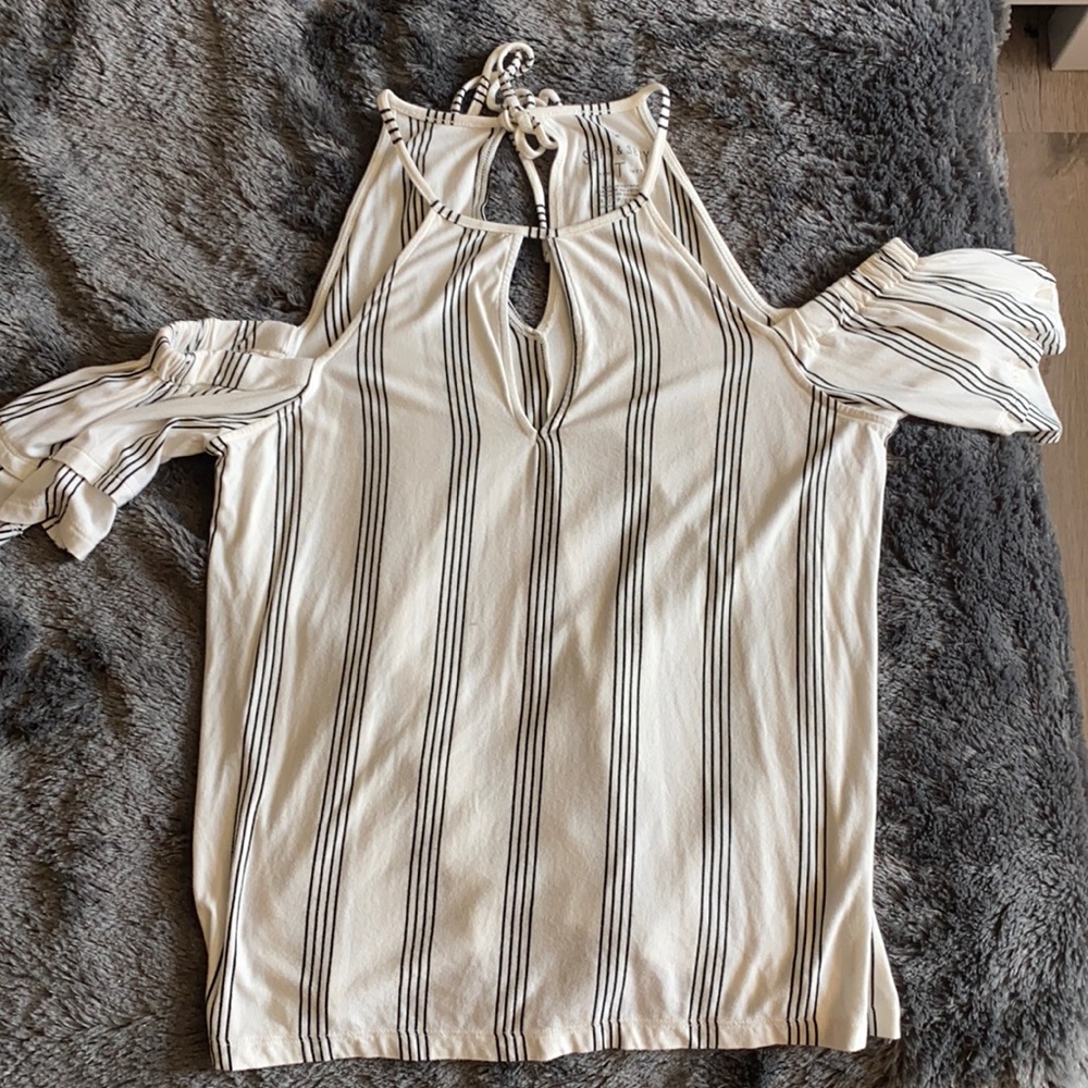 American eagle striped off the shoulder top